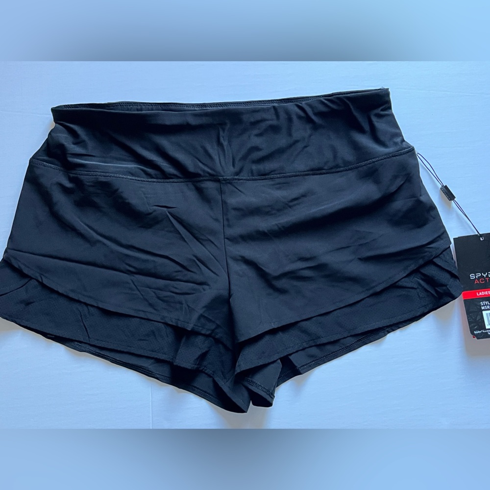 NWT - Women’s Spider Layered Running Shorts - Black - Size Large